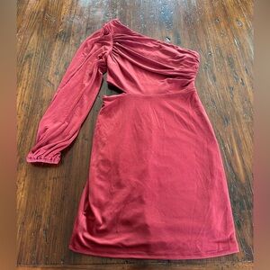 One-Shoulder bodycon mini dress - Burnt orange